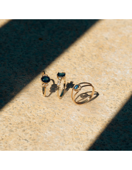 Anillo Oro Amarillo Y Zafiro
