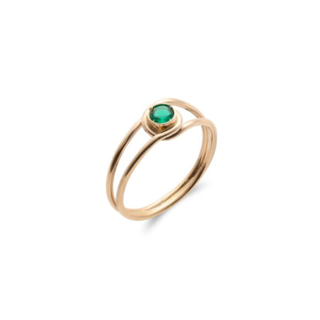 Anillo Oro Amarillo Y Esmeralda. Género: Mujer. Material: Oro amarillo. Piedras: Esmeraldas