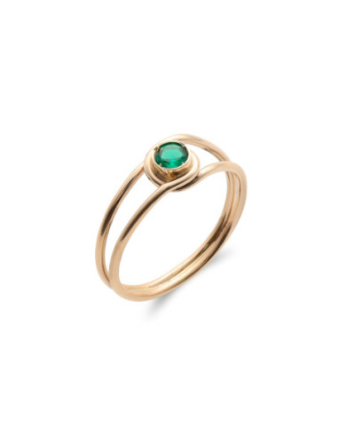 Anillo Oro Amarillo Y Esmeralda