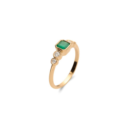 Anillo Oro Amarillo, Esmeralda Y Diamantes. Género: Mujer. Material: Oro amarillo. Piedras: Diamantes,Esmeraldas