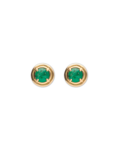 Pendientes Oro Amarillo Y Esmeralda