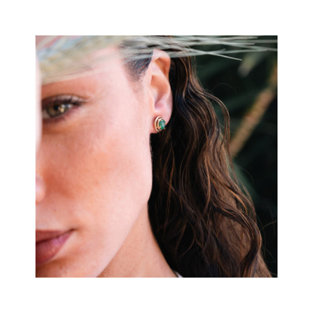 Pendientes Oro Amarillo Y Esmeralda. Género: Mujer. Material: Oro amarillo. Piedras: Esmeraldas