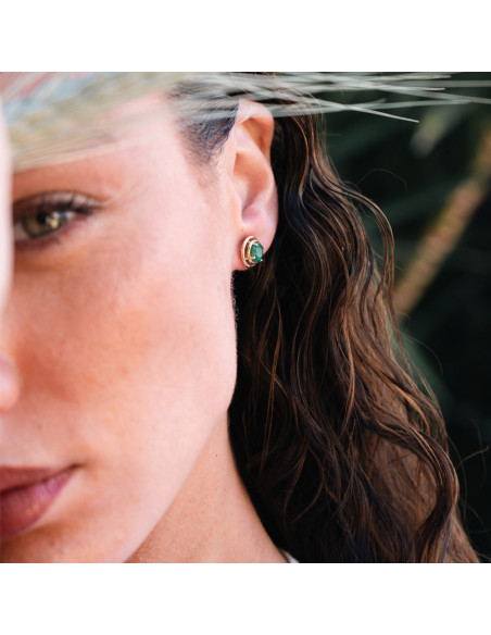 Pendientes Oro Amarillo Y Esmeralda