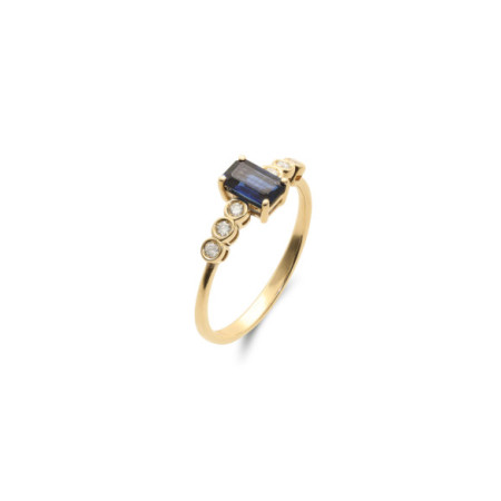Anillo Oro Amarillo, Zafiro Y Diamantes. Género: Mujer. Material: Oro amarillo. Piedras: Diamantes,Zafiros