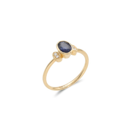 Anillo Oro Amarillo, Zafiro Y Diamantes. Género: Mujer. Material: Oro amarillo. Piedras: Diamantes,Zafiros