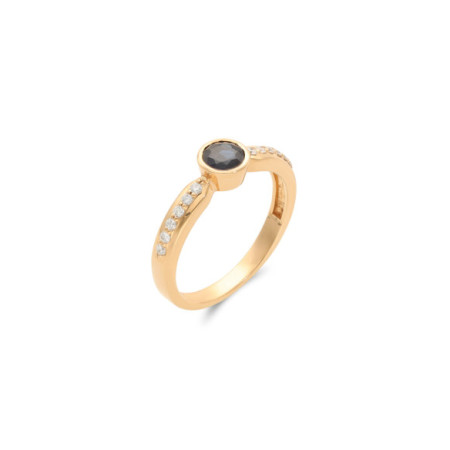 Anillo Oro Amarillo, Zafiro Y Diamantes. Género: Mujer. Material: Oro amarillo. Piedras: Diamantes,Zafiros
