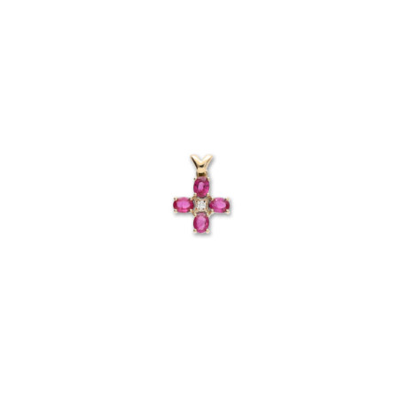 Colgante Oro Amarillo, Rubíes Y Diamante. Género: Mujer. Material: Oro amarillo. Piedras: Diamantes,Rubies