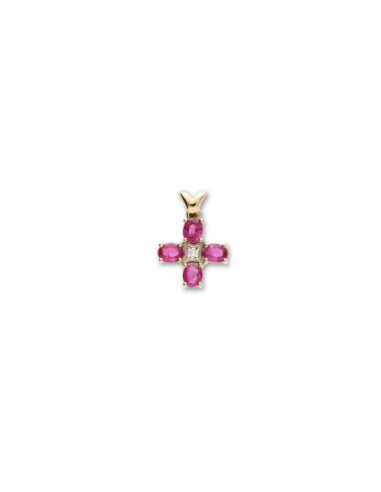 Colgante Oro Amarillo, Rubíes Y Diamante