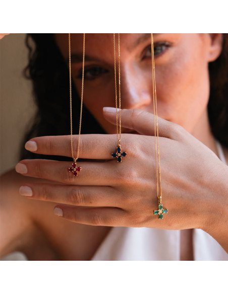 Colgante Oro Amarillo, Rubíes Y Diamante