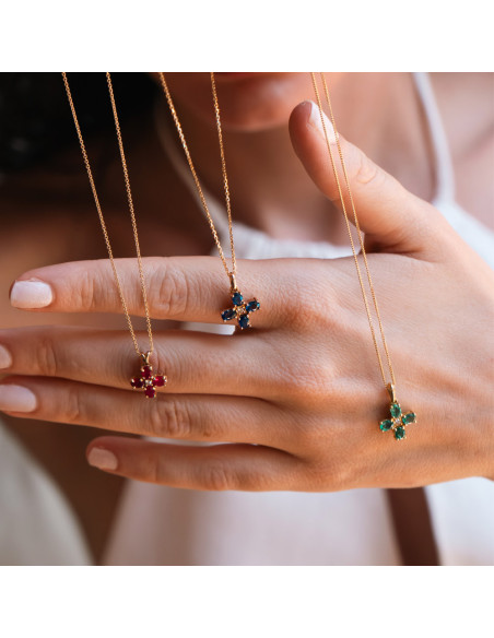Colgante Oro Amarillo, Esmeraldas Y Diamante