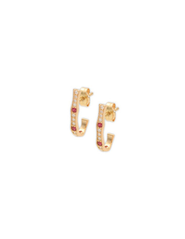 Pendientes Oro Amarillo, Rubíes Y Diamantes