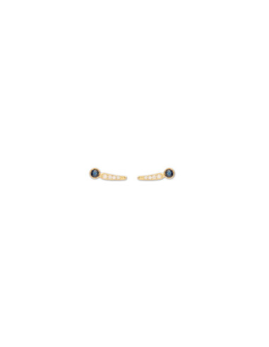 Pendientes Oro Amarillo, Zafiro Y Diamantes