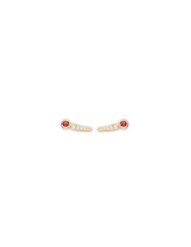 Pendientes Oro Amarillo, Rubí Y Diamantes