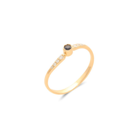 Anillo Oro Amarillo, Zafiro Y Diamantes. Género: Mujer. Material: Oro amarillo. Piedras: Diamantes,Zafiros