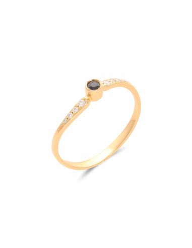 Anillo Oro Amarillo, Zafiro Y Diamantes