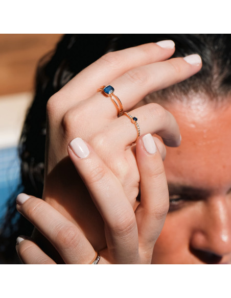 Anillo Oro Amarillo, Zafiro Y Diamantes