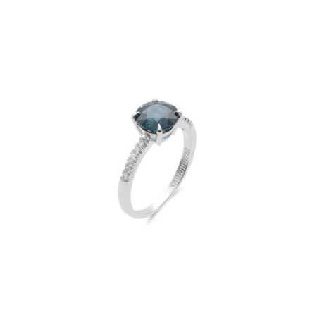 Anillo Oro Blanco, Zafiro Y Diamantes. Género: Mujer. Material: Oro blanco. Piedras: Diamantes,Zafiros