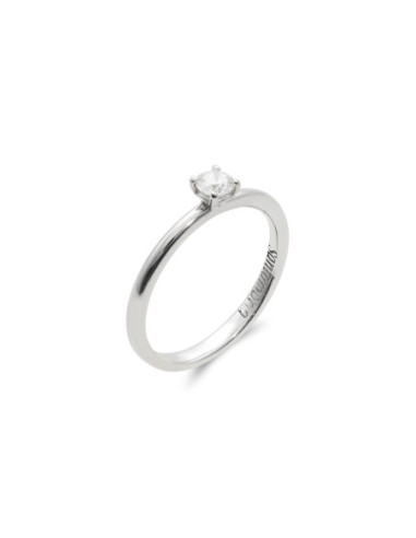 Anillo-Solitario Oro Blanco Y Diamante