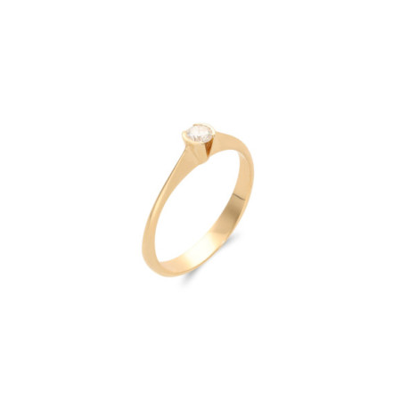 Anillo-Solitario Oro Amarillo Y Diamante. Género: Mujer. Material: Oro amarillo. Piedras: Diamantes