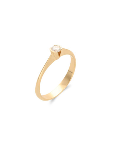 Anillo-Solitario Oro Amarillo Y Diamante