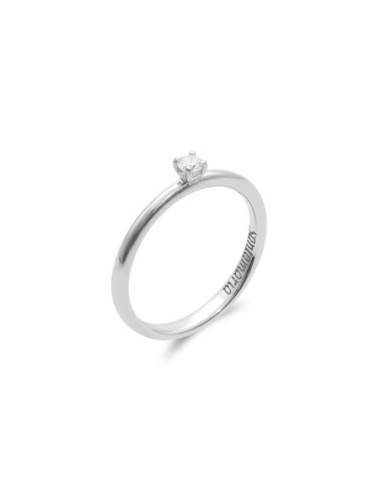 Anillo-Solitario Oro Blanco Y Diamante