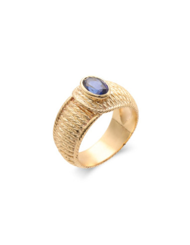 Anillo Oro Amarillo Y Zafiro