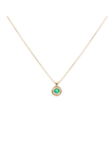 Cadena-Colgante Oro Amarillo Y Esmeralda