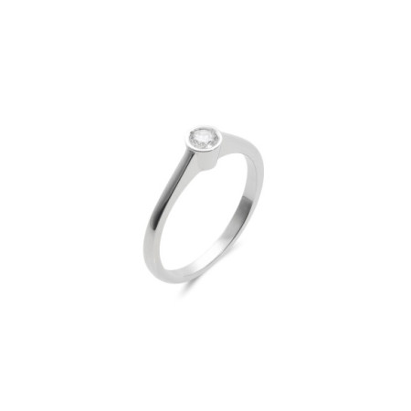 Anillo-Solitario Oro Blanco Y Diamante. Género: Mujer. Material: Oro blanco. Piedras: Diamantes