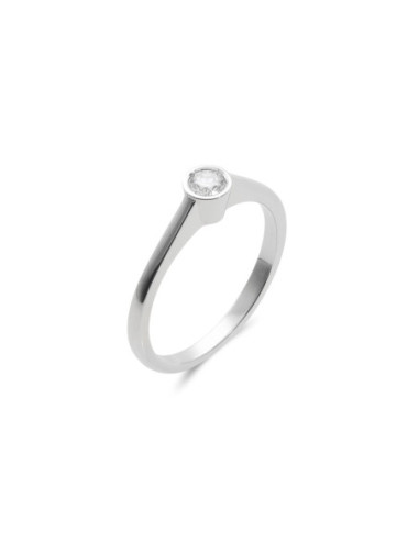 Anillo-Solitario Oro Blanco Y Diamante