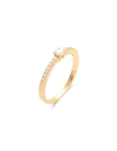 Anillo Oro Amarillo Y Diamantes