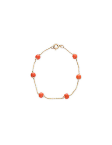 Pulsera Oro Amarillo Y Coral