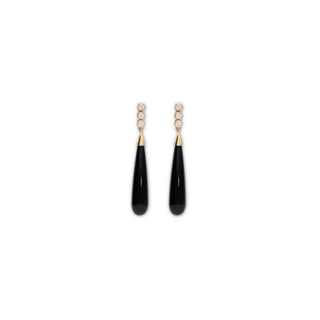 Pendientes Oro Amarillo, Diamantes Y Ónix. Género: Mujer. Material: Oro amarillo. Piedras: Diamantes,Onix