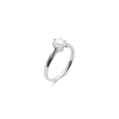 Anillo-Solitario Oro Blanco Y Diamante. Género: Mujer. Material: Oro blanco. Piedras: Diamantes