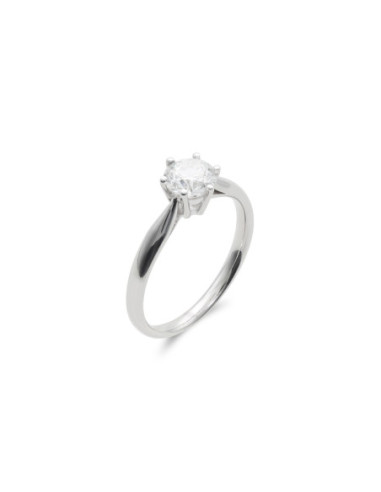 Anillo-Solitario Oro Blanco Y Diamante