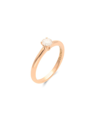 Anillo-Solitario Oro Rosa Y Diamante