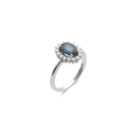 Anillo Oro Blanco, Zafiro Y Diamantes. Género: Mujer. Material: Oro blanco. Piedras: Diamantes,Zafiros