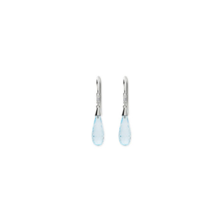 Pendientes Oro Blanco, Diamante Y Topacio. Género: Mujer. Material: Oro blanco. Piedras: Topacio azul