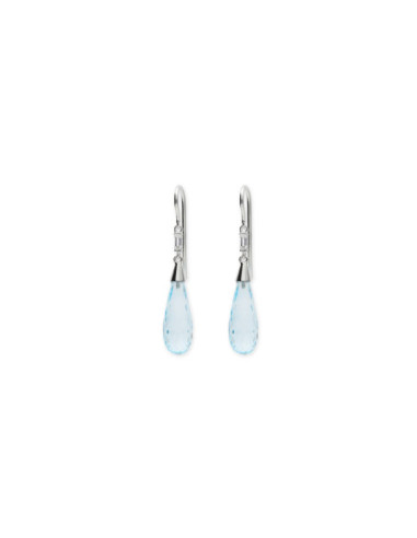 Pendientes Oro Blanco, Diamante Y Topacio