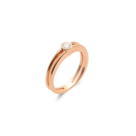 Anillo-Solitario Oro Rosa Y Diamante. Género: Mujer. Material: Oro rosa. Piedras: Diamantes