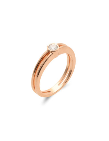 Anillo-Solitario Oro Rosa Y Diamante
