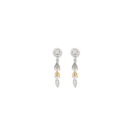 Pendientes Oro Blanco-Amarillo Con Diamantes. Género: Mujer. Material: Oro blanco,Oro amarillo. Piedras: Diamantes