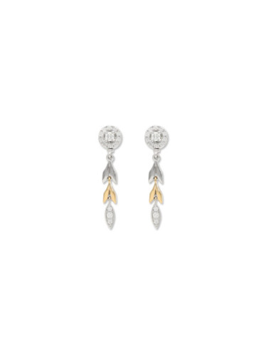 Pendientes Oro Blanco-Amarillo Con Diamantes