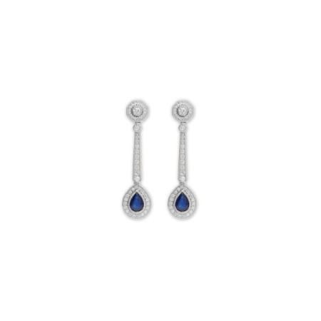 Pendientes Oro Blanco, Zafiro Y Diamantes. Género: Mujer. Material: Oro blanco. Piedras: Diamantes,Zafiros