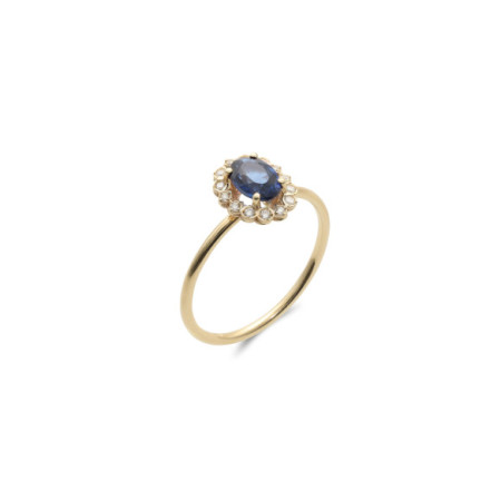 Anillo Oro Amarillo, Zafiro Y Diamantes. Género: Mujer. Material: Oro amarillo. Piedras: Diamantes,Zafiros