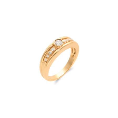 Anillo Oro Amarillo Y Diamantes. Género: Mujer. Material: Oro amarillo. Piedras: Diamantes