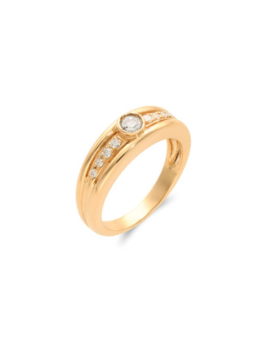 Anillo Oro Amarillo Y Diamantes