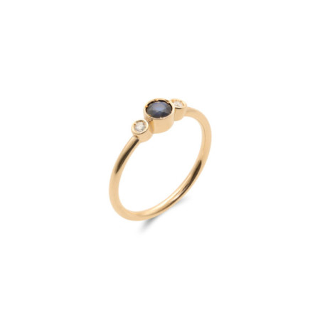 Anillo Oro Amarillo, Zafiro Y Diamantes. Género: Mujer. Material: Oro amarillo. Piedras: Diamantes,Zafiros