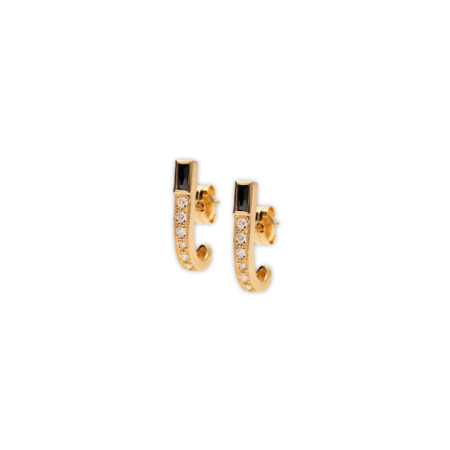 Pendientes Oro Amarillo, Ónix Y Diamantes. Género: Mujer. Material: Oro amarillo. Piedras: Diamantes,Onix