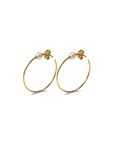 Argollas Oro Amarillo Y Perla