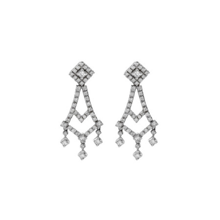 Pendientes Oro Blanco Y Diamantes. Género: Mujer. Material: Oro blanco. Piedras: Diamantes